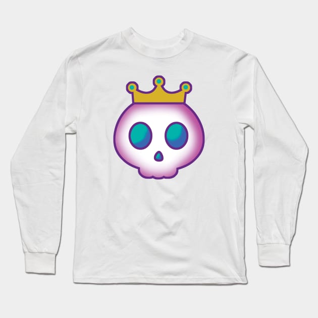 Cute Skull with Crown Long Sleeve T-Shirt by PsychicCat